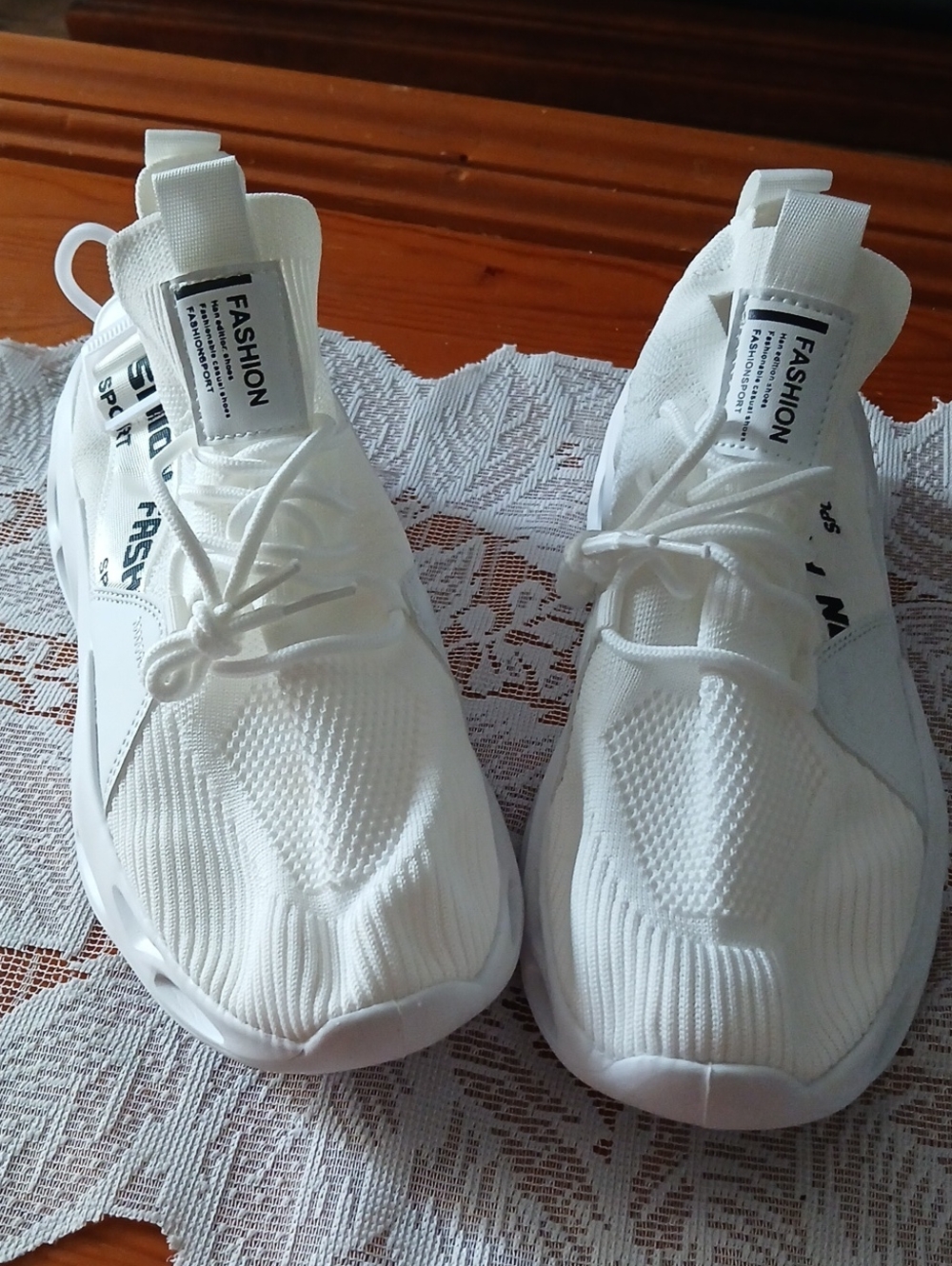 White Men's Athletic Sneakers - Lightweight Running Shoes